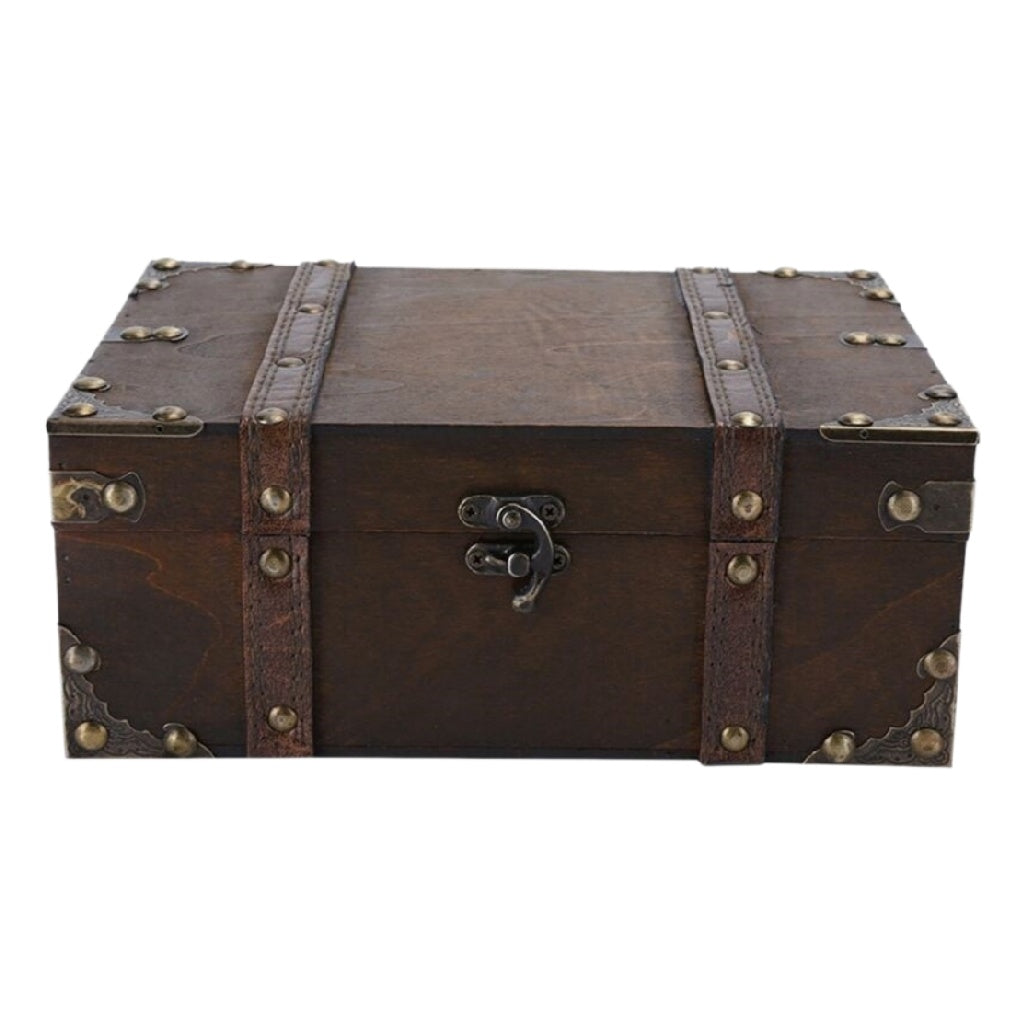 Coffre de rangement en bois avec poignées et fermoir - 30 x 20 x 10