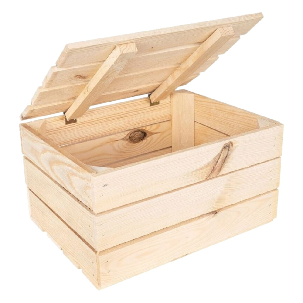Boîte de rangement en bois avec couvercle - 40 x 30 x 18